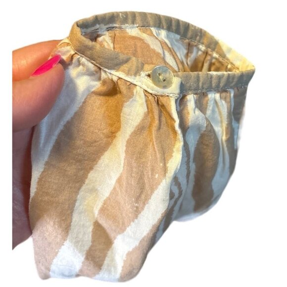 H&M Zebra Print Button Down Blouse Balloon Sleeve Size L Beige White - Picture 5 of 8